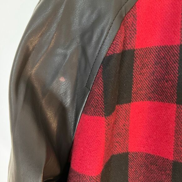 Slate & Stone Buffalo Plaid Wool and Pleather Bomber Jacket, XL  Heritage - Picture 9 of 16